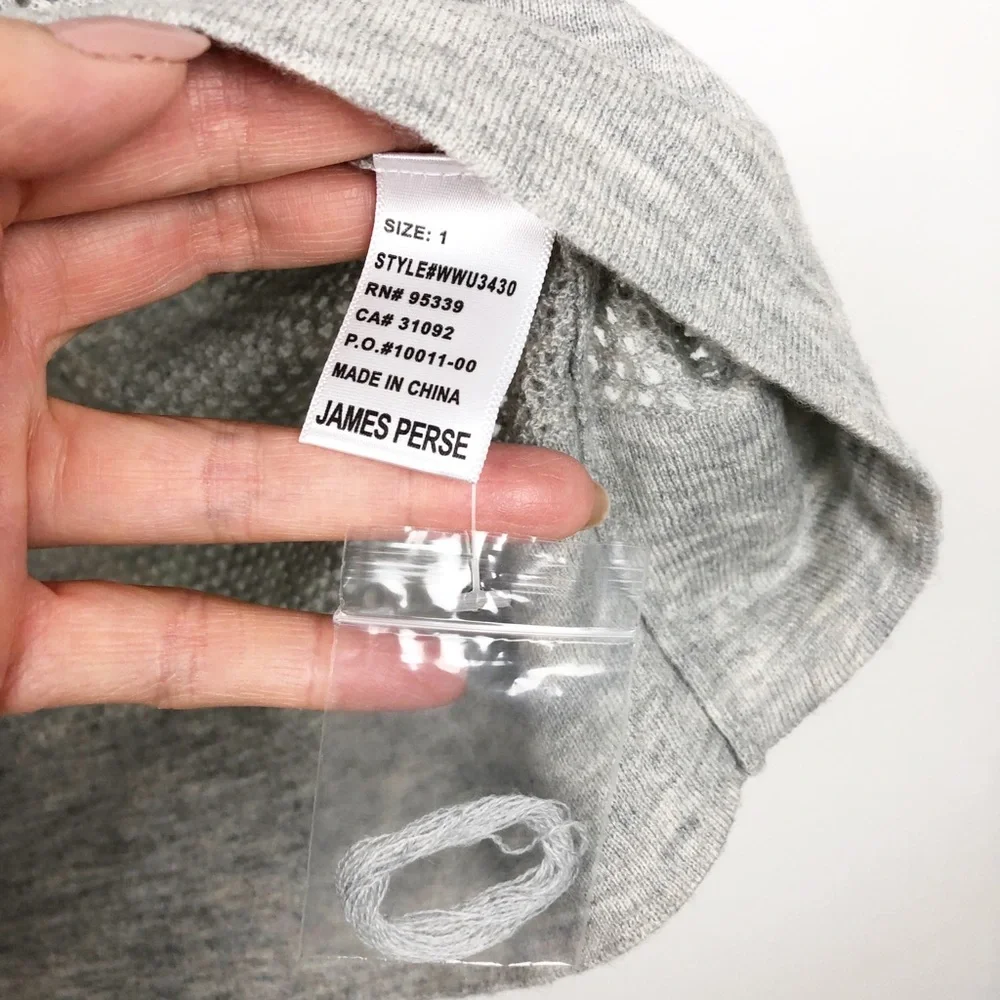 ❤️SOLD❤️ James Perse Wool Cashmere Mesh Open Knit Sweater S/Sleeve Gray Size 1 - Picture 3 of 5